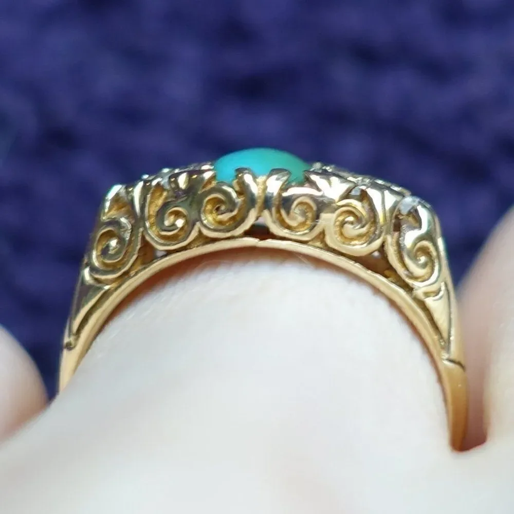 chrysoprase cabochon in 9K yellow gold - Picture 2 of 4